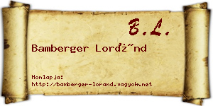 Bamberger Loránd névjegykártya